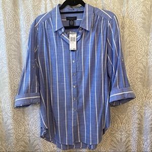 NWT! GRACE the perfect fit Top Blue/White